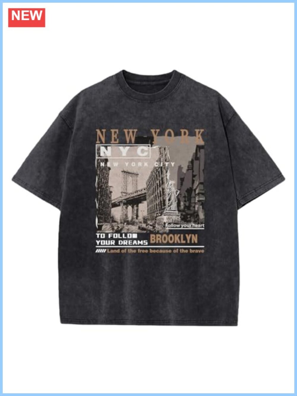 Oversized Graphic Tee Vintage Acid Wash Baggy Cotton T-Shirt Streetwear